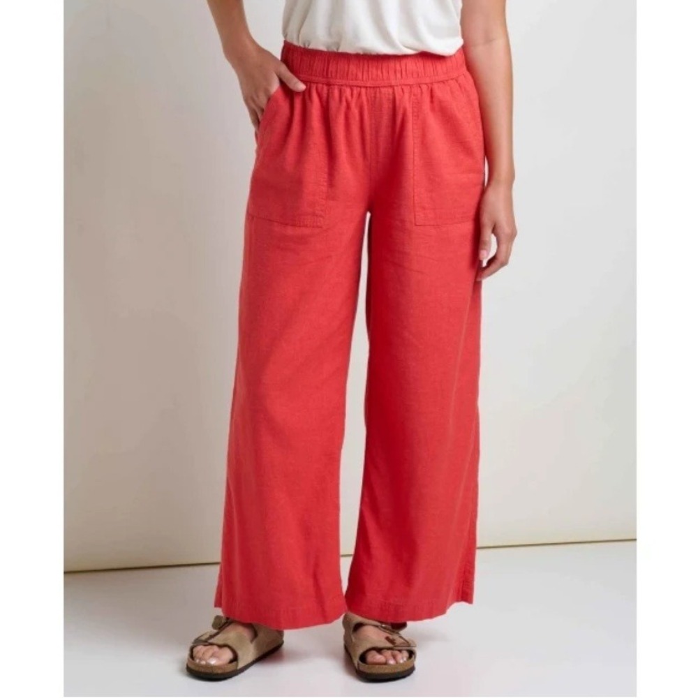 NWT Toad & Co Taj Hemp Wide Leg Pant Elastic Waist Salamander (Rusty Orange)XL